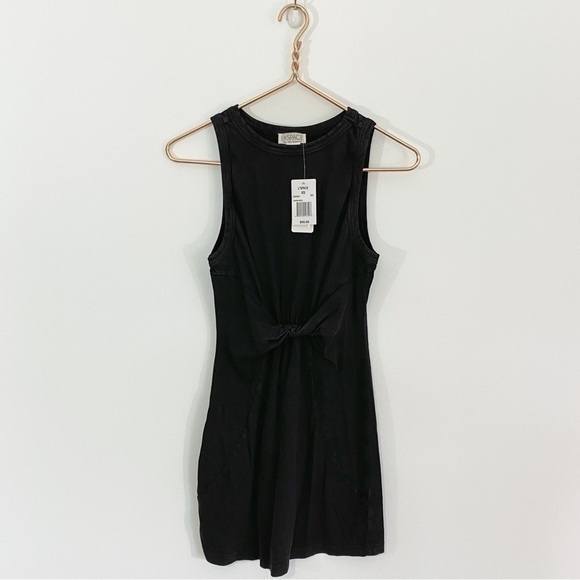 L Space NWT XS Seaview Charcoal‎ Washed Black Mini Tank T Shirt Dress Cotton - Picture 3 of 11